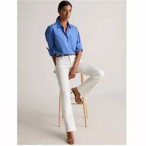 Quince Luna Stretch Flare Jeans Cloud White Sz 28 classic heritage coastal chic